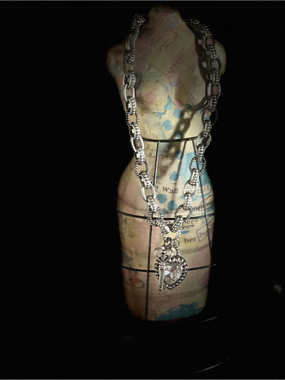 Silver Heart Pendant Chain Necklace - Silver